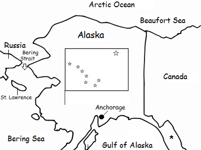 ALASKA - printable handout with map and flag image relating to Printable Maps of Alaska identified as ALASKA - printable handout with map and flag